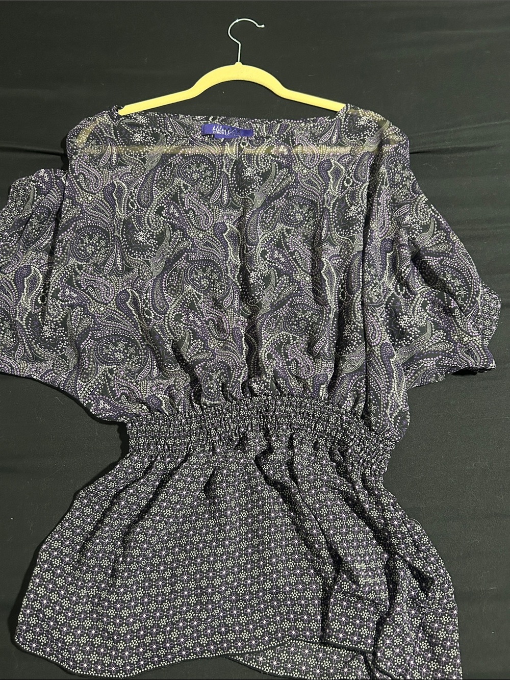 Miley Cyrus & Max Azria Purple Paisley Smocked-Waist Tunic